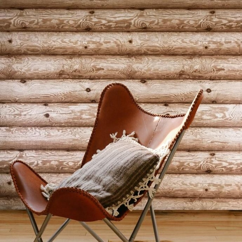 Wallpaper textured Wood Planks Boards Horizontal brown - 42 inc x 33 ft