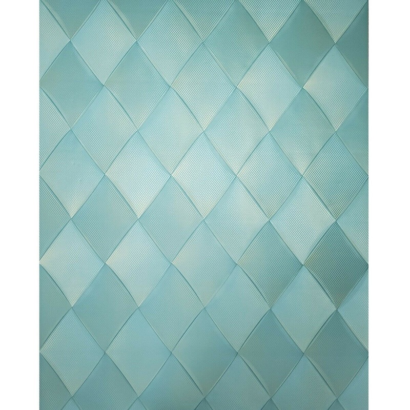 Wallpaper turquoise blue green gold diamond geometric 3D