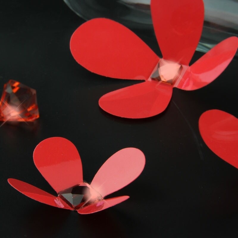 Walplus 3D Luxury Crystal Red Flowers Wall Sticker Wall Decoration DIY