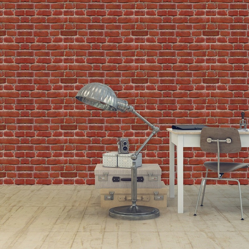 Walplus Vintage Brick Window Film Pattern Wall Sticker Peel and Stick
