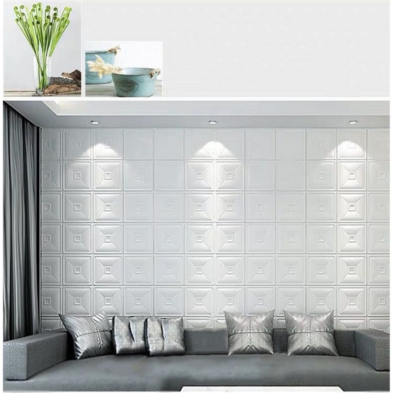 3D LeatherLook Sticker Dor Wall Decor,4SquareBlock,28"x28"/pc