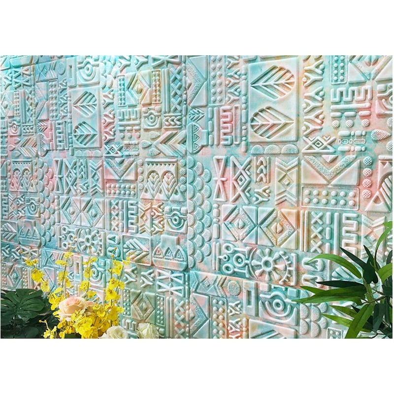 Ancient TribeArt Style PeelAndStick 3D Embossed Wall Panel, 28"x28"/pc - 10pc