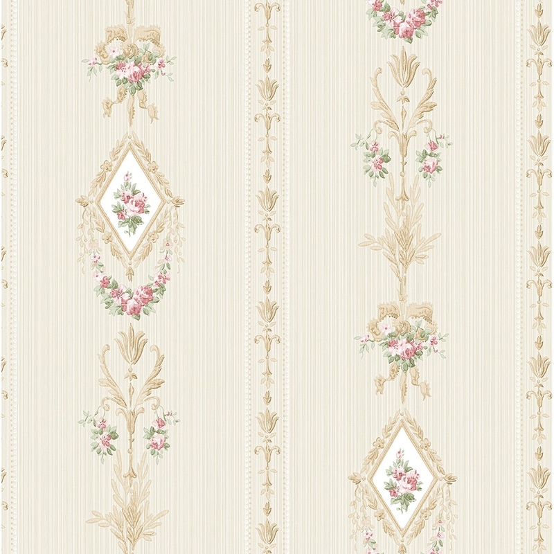 Seabrook Designs Kristal Framed Stripes Unpasted Wallpaper