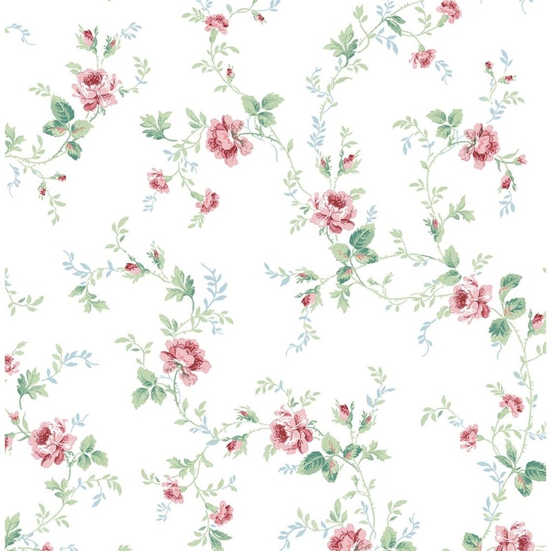 Seabrook Designs Meadow Floral Trail Prepasted Wallpaper