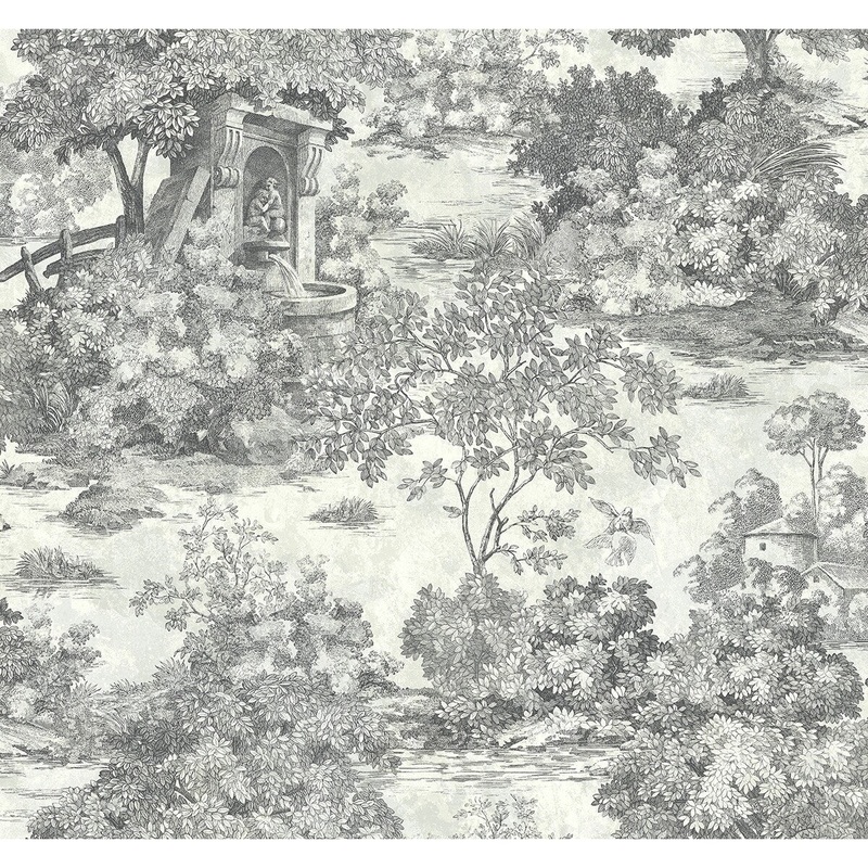 Seabrook Designs Morin Fountain Toile Unpasted Wallpaper