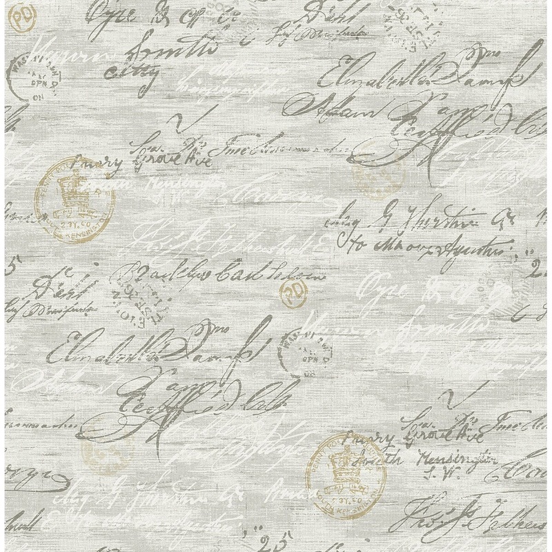 Seabrook Designs Penny Rustic Calligraphy Unpasted Wallpaper