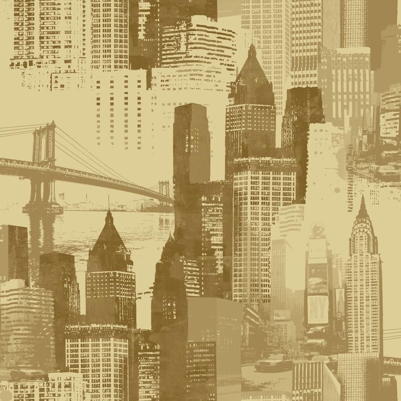 Seabrook Designs Skyline Silhouette Unpasted Wallpaper - 27 in. W x 27 ft. L