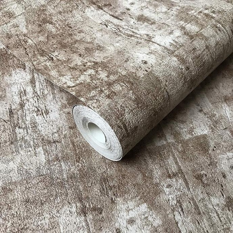 Wallpaper brown metallic modern faux rustic stone slab tiles - 24 inc x 33 ft