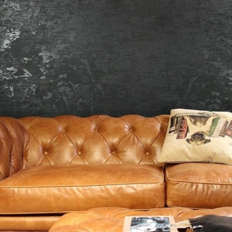 Wallpaper charcoal black metallic Textured Plain stria lines