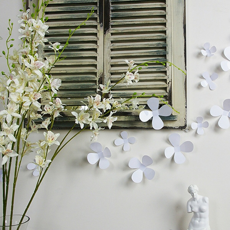 Walplus 3D White Flowers Wall Sticker Wall Decorations DIY Art Room