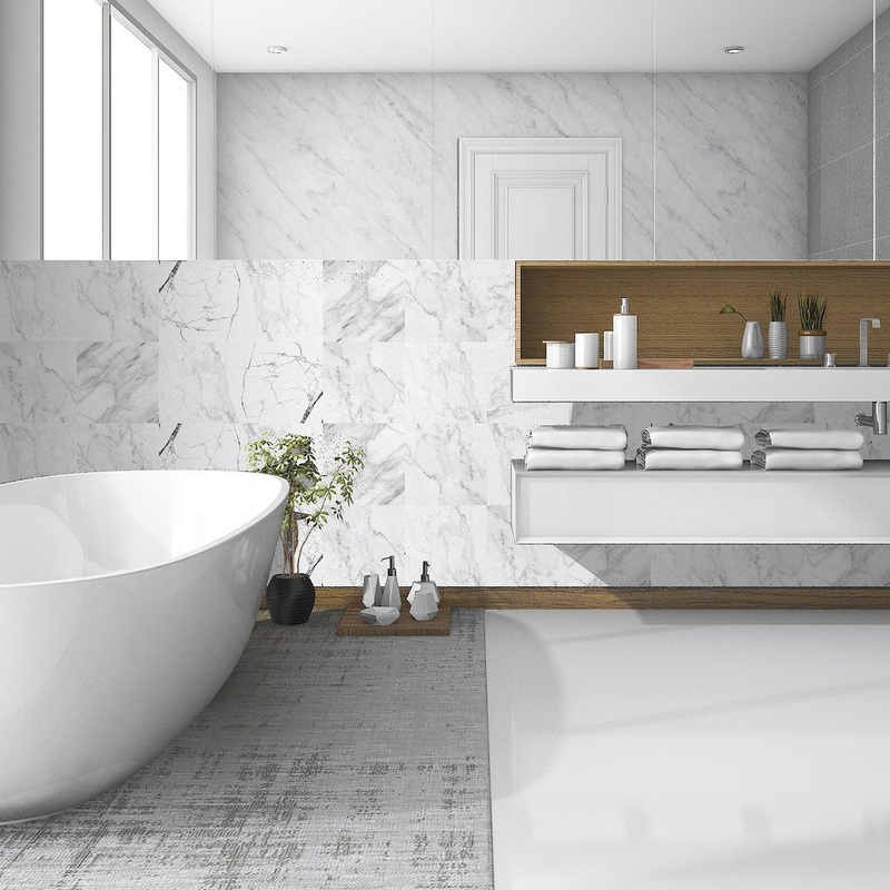 Walplus Bathroom Kitchen Marble Wall Tile Stickers Peel and Stick Mix 4"x4"