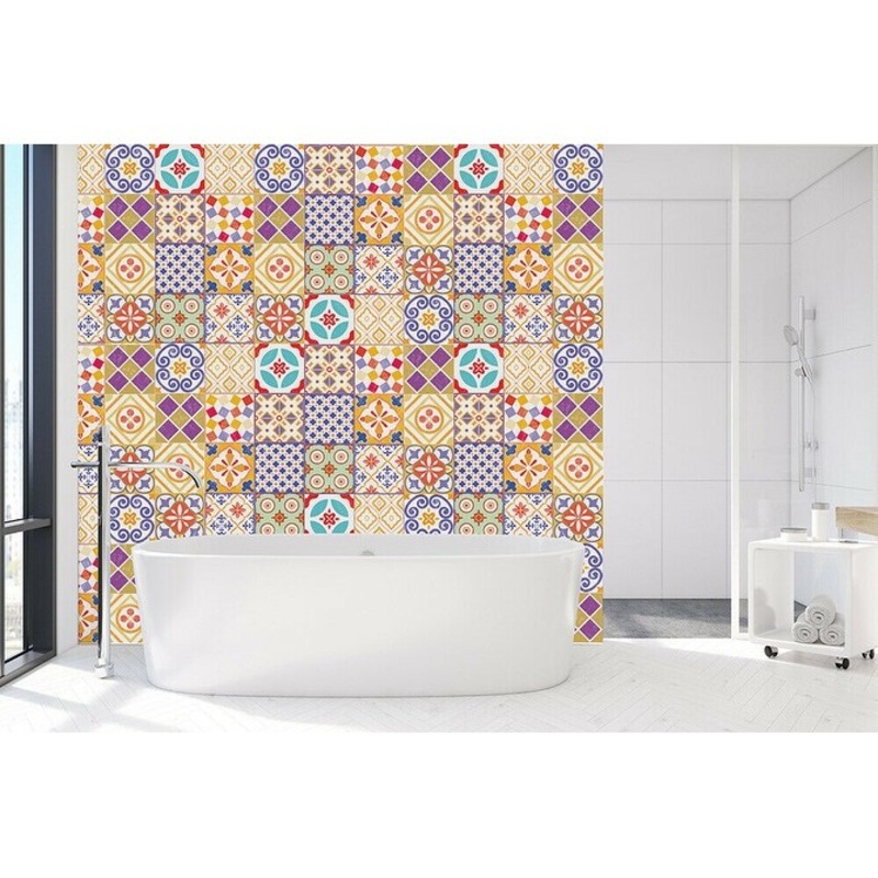 Walplus Colorful Moroccan Tile Stickers Peel and Stick Wall Sticker 6"x6"