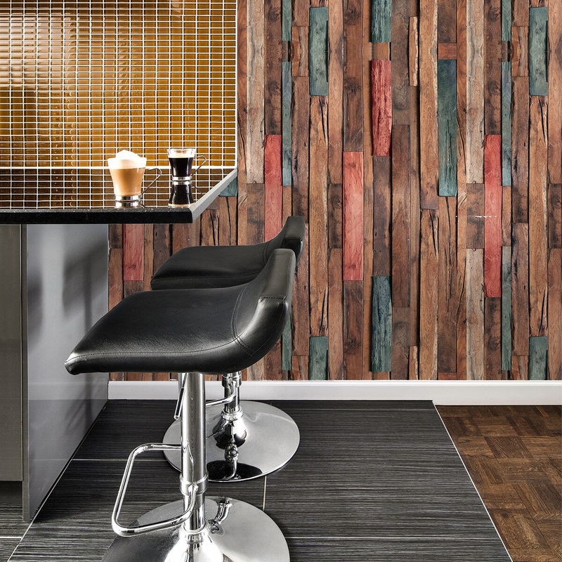 Walplus Colorful Timber Strip Wall Sticker Peel and Stick Home Decor