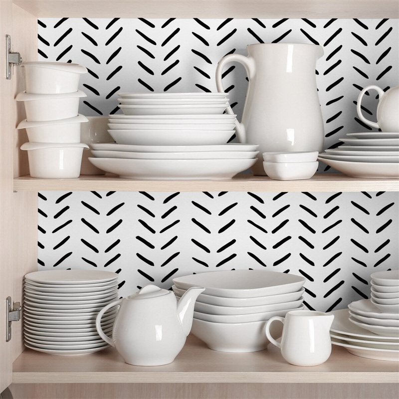 Walraime Home Modern Style Striped Hand Draw Lines Printed Peel And Stick Self-Adhesive Wallpaper Wall Mural Decoration