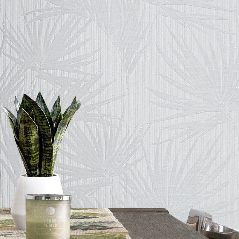 White vertical bamboo Wallpaper tropical leaf jungle palm