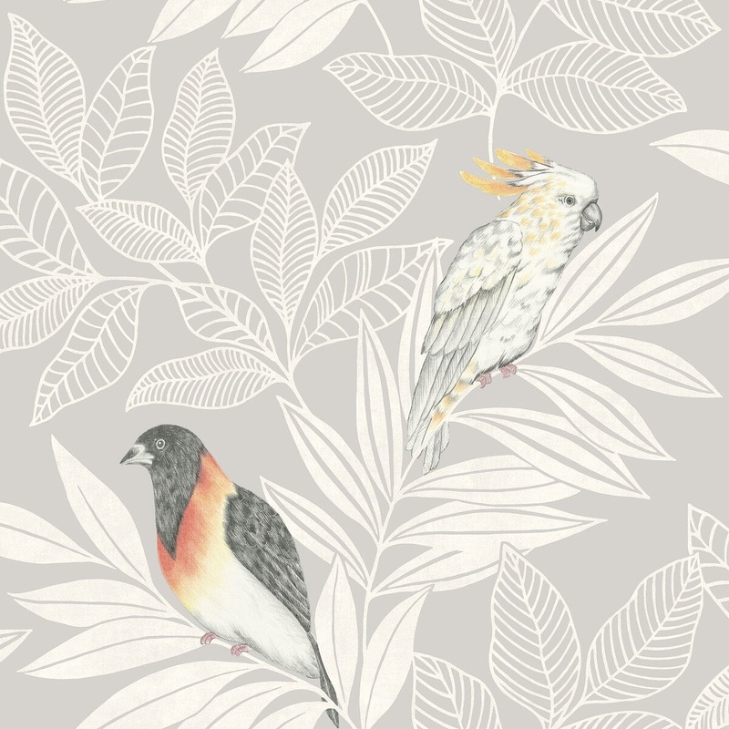 Seabrook Designs Boho Rhapsody Paradise Island Birds Unpasted Wallpaper