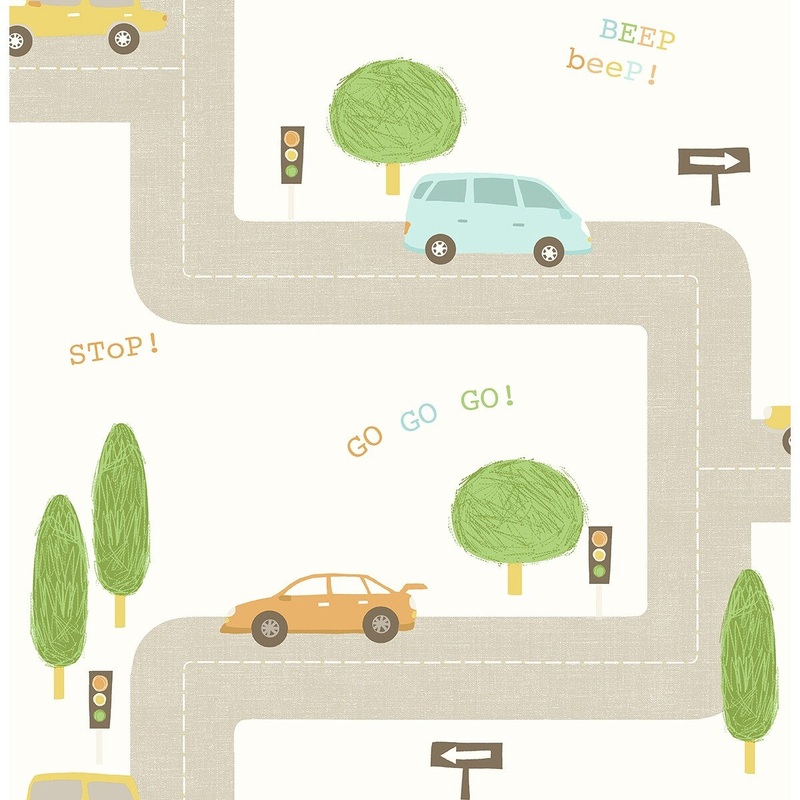 Seabrook Designs Busy Roads Unpasted Wallpaper - 20.5 in. W x 33 ft. L