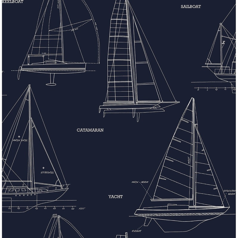 Seabrook Designs Come Sail Away Unpasted Wallpaper