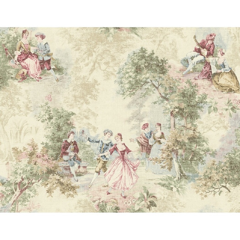 Seabrook Designs Cora Vintage Toile Unpasted Wallpaper