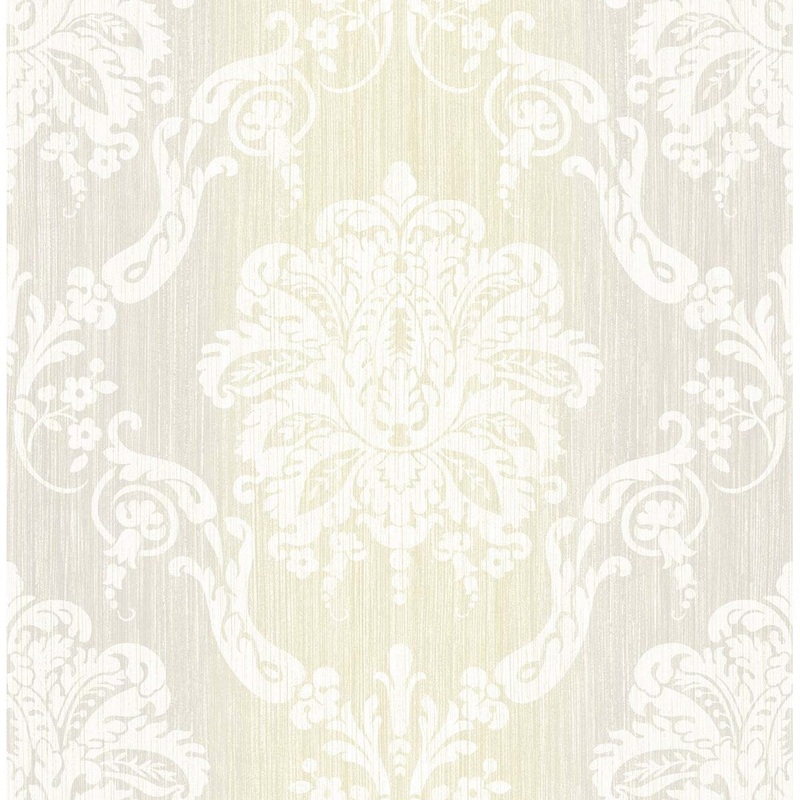 Seabrook Designs Nadia Striped Damask Unpasted Wallpaper - 20.5 in. W x 33 ft. L bolt 56 sq. ft.
