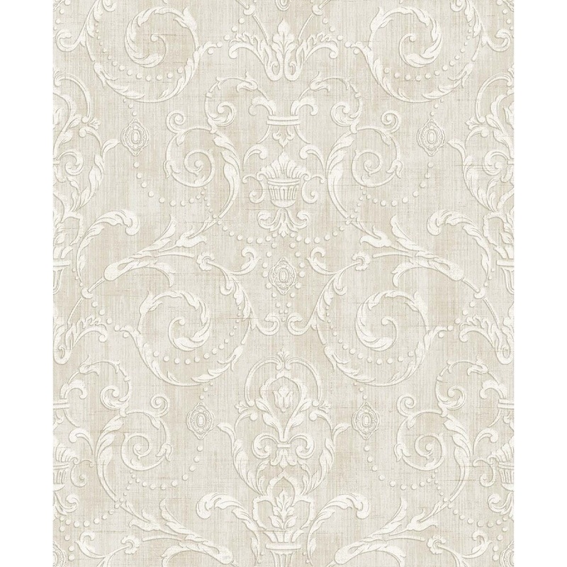 Seabrook Designs Primrose Striped Scroll Damask Unpasted Wallpaper - 20.5 in. W x 33 ft. L bolt 56 sq. ft.