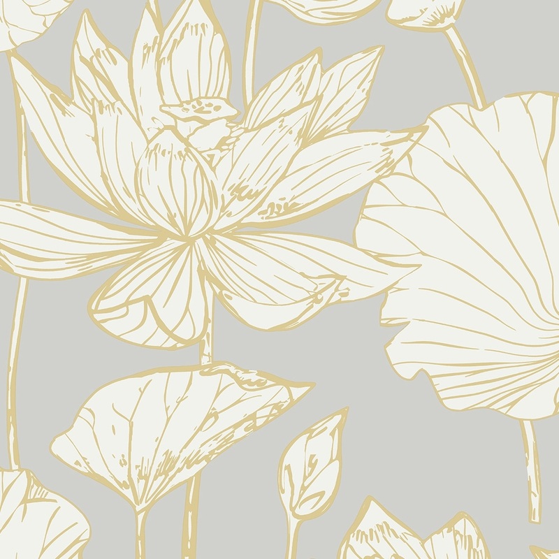 Seabrook Designs Water Lily Floral Non-Woven Unpasted Wallpaper - 20.9 in. W x 33 ft. L