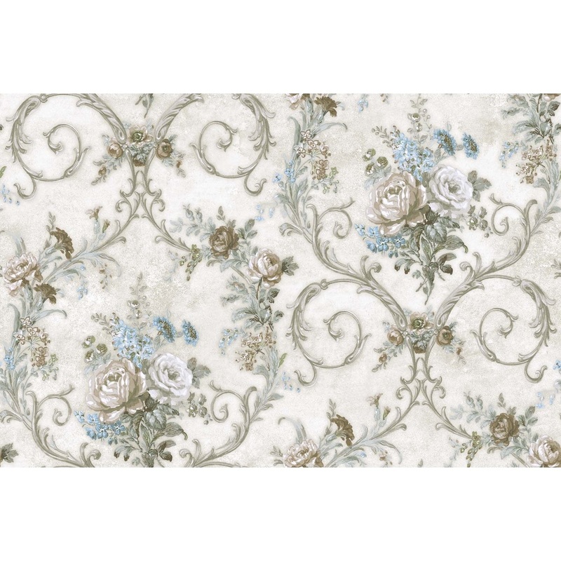 Seabrook Designs Windsor Ogee Floral Unpasted Wallpaper - 27 in. W x 27 ft. L bolt 60.75 sq. ft.
