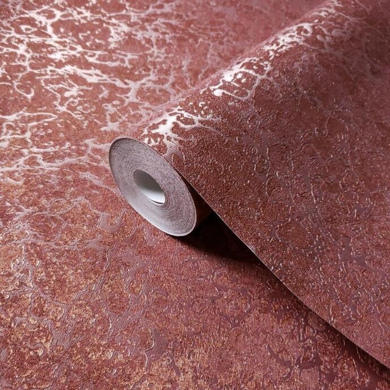Wallpaper Cracked Red Lava dark orange textured plaster - 42 inc x 33 ft
