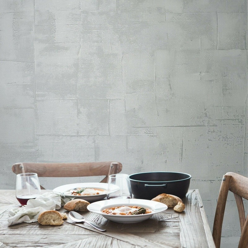 Wallpaper gray textured grasscloth lines on plaster