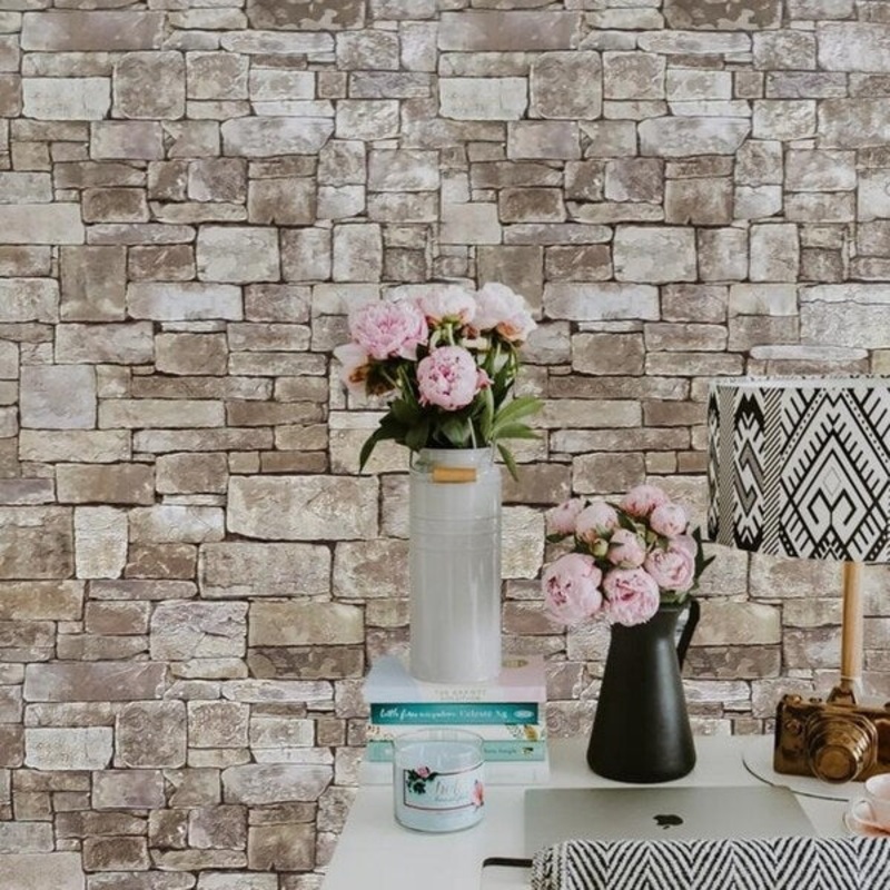Wallpaper textured brown modern faux realistic stone textures 3D