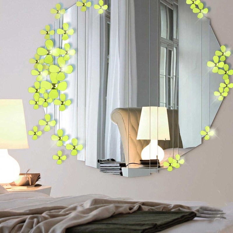 Walplus 3D Luxury Crystal Yellow Flower Wall Sticker Wall Decor DIY