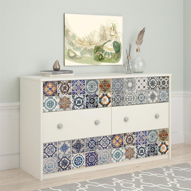 Walplus Stylish Azulejo Mix Furniture Wrap Self-Adhesive Film Decal