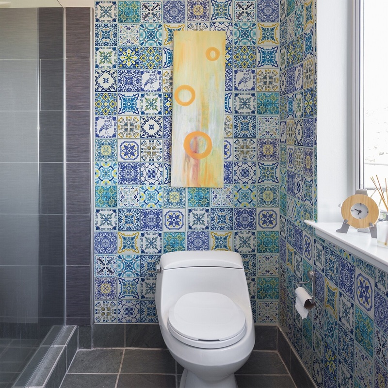 Walplus Tile Stickers Peel and Stick Mediterranean Skye Classic Blue Wall Sticker