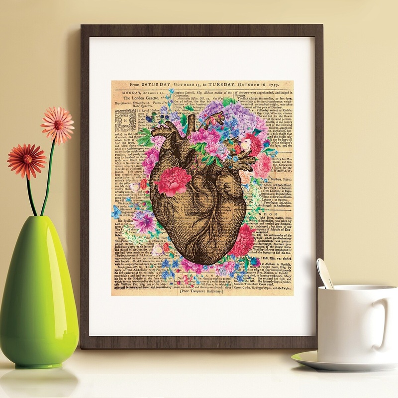 Walplus Wall Sticker Wall Art Wall Decor Flowery Heart Poster Print