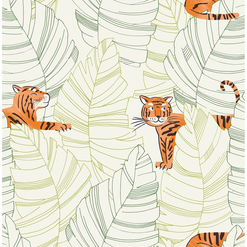 Seabrook Designs Day Dreamers Hiding Tigers Unpasted Wallpaper