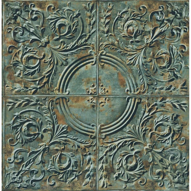 Seabrook Designs Faux Metal Ceiling Tiles Unpasted Wallpaper