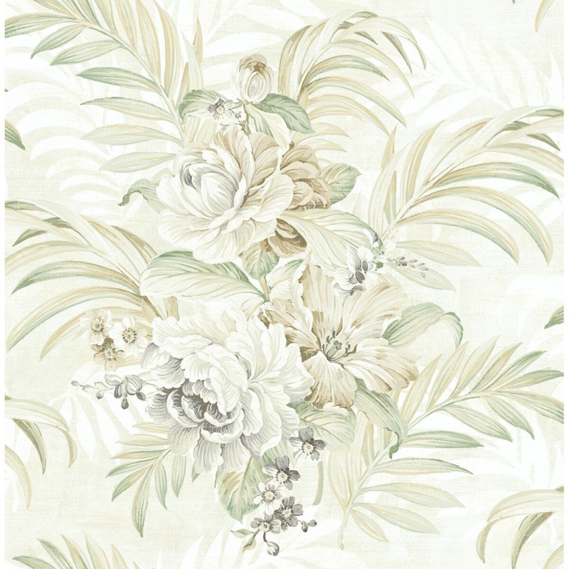 Seabrook Designs Lucia Tropical Floral Bouquet Unpasted Wallpaper
