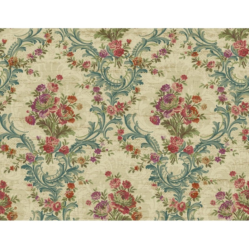 Seabrook Designs Noelia Floral Damask Unpasted Wallpaper - 27 in. W x 27 ft. L