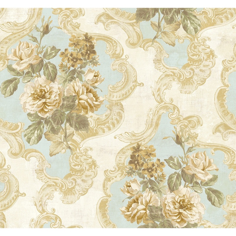 Seabrook Designs Whitacker Rose Damask Unpasted Wallpaper