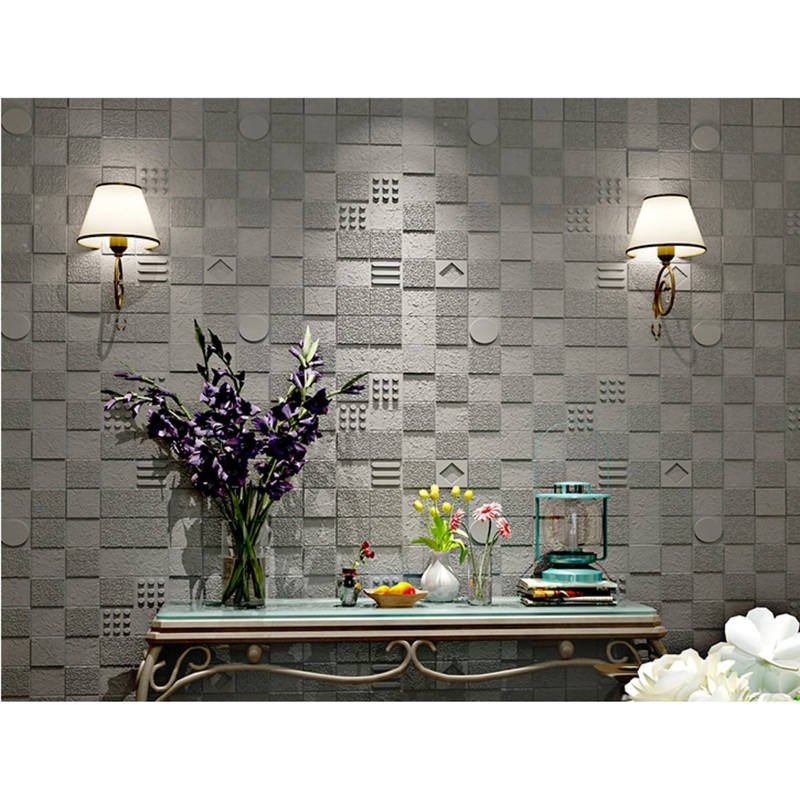 Square Circle Diamond Pattern PeelAndStick 3D Wall Panel, 28"x28"/pc - 10pc