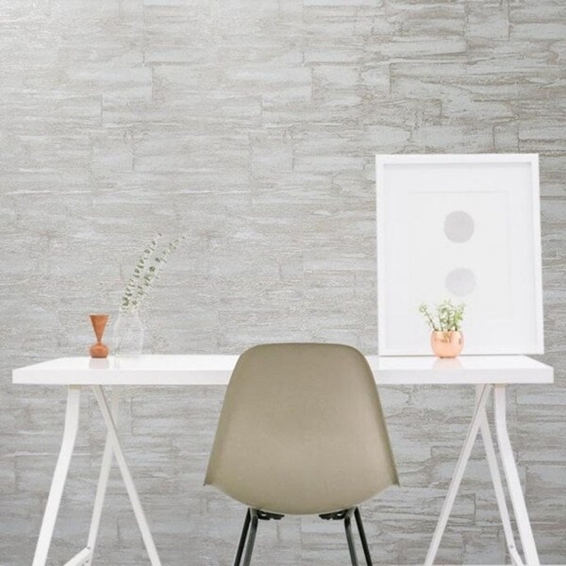 Wallpaper champagne gold metallic stone slab Textured embossed wallcoverings 3D