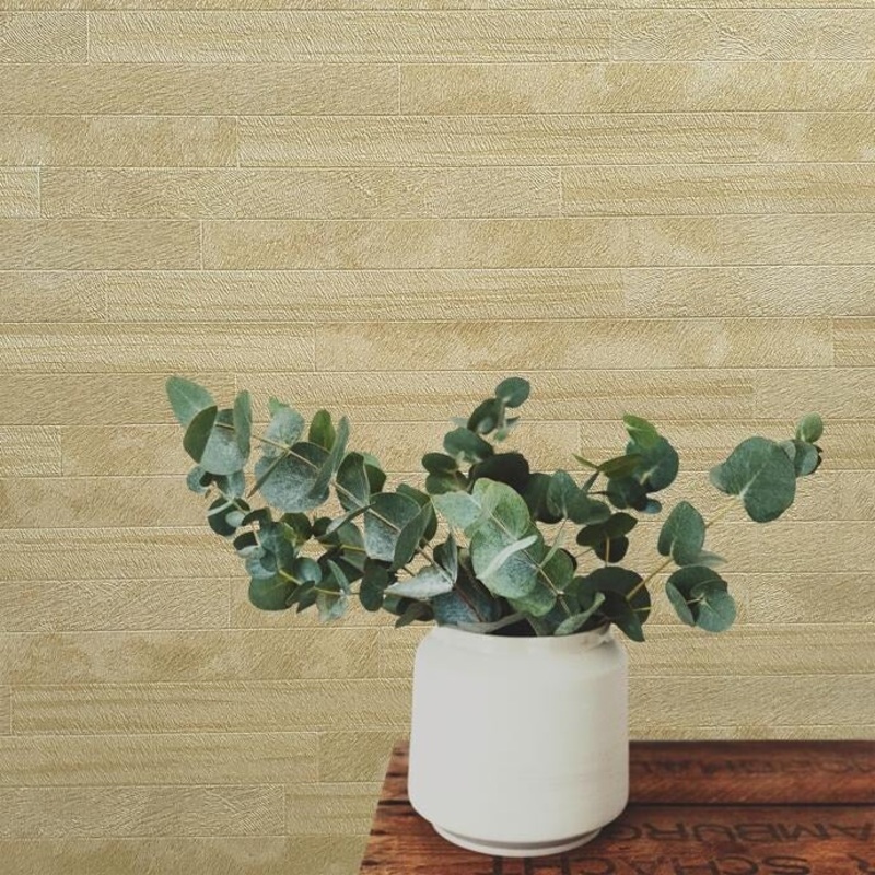 Wallpaper gold Metallic textured faux animal fur tiles - 27 inc x 33 ft