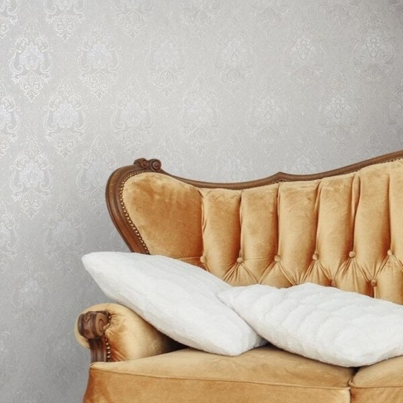 Wallpaper rose gold cream metallic Damask textured Roll Victorian wall coverings