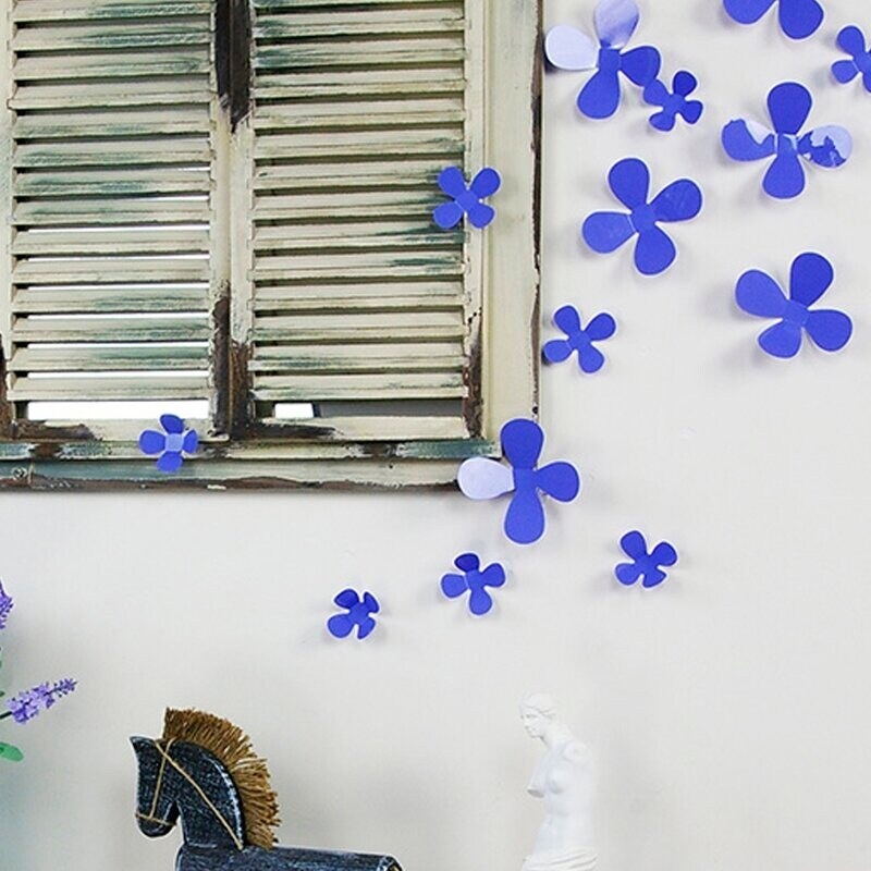 Walplus 3D Blue Flowers Wall Stickers Wall Decoration DIY Art Room