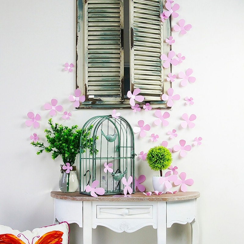 Walplus 3D Pink Flowers Wall Stickers Wall Decorations DIY Art Room