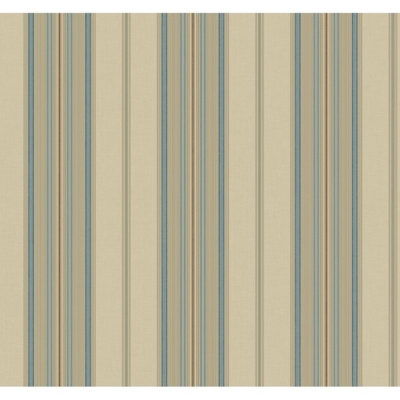 Amelia Stripe Wallpaper, 27 in. x 27 ft. = 60.75 sq.ft., in beige, indigo blue, light blue, golden tan