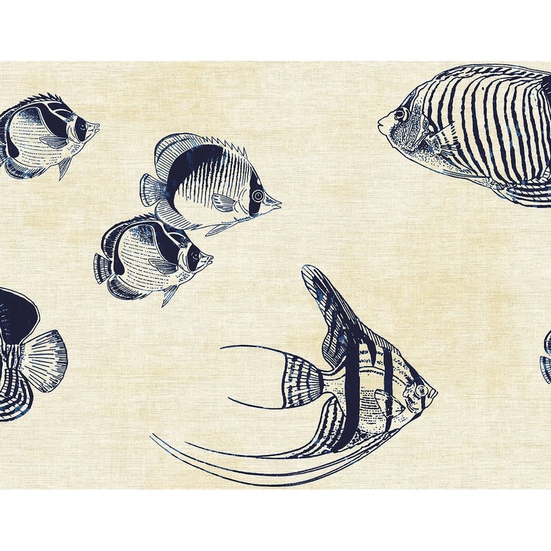 Seabrook Designs Big Fish Unpasted Wallpaper