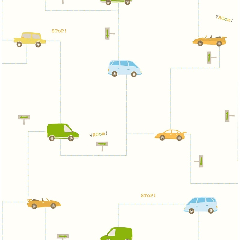 Seabrook Designs Cars Unpasted Wallpaper