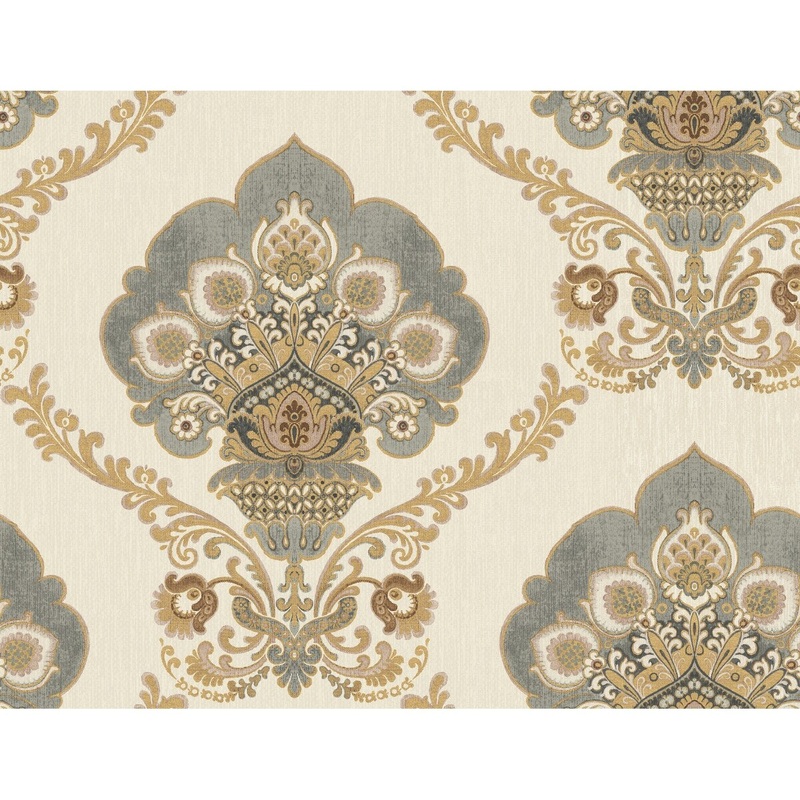 Seabrook Designs Caspien Decorative Damask Unpasted Wallpaper