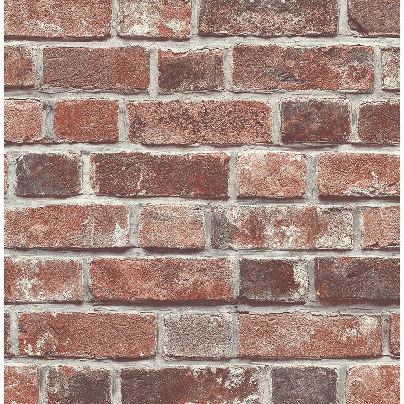 Seabrook Designs Distressed Red Brick Prepasted Wallpaper - 20.5 in. W x 33 ft. L